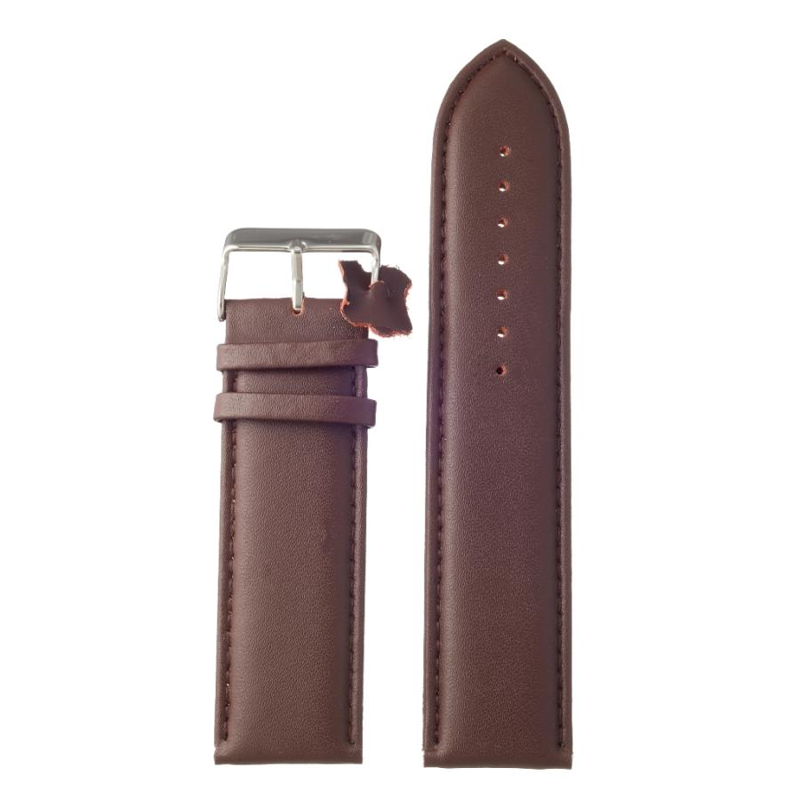 腕時計 ベルト ロングサイズ 本革 26mm レザー バンド Diloy 302エッセンシャル ダークブラウン | 