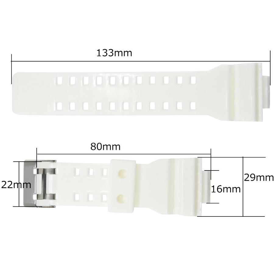 互換品 G-SHOCK 時計 ベルト バンド 16mm GA-100,GA-110,GD-120,GA-300,GA-120,GA-200,GA-150,GD-100,GW-8900 ジーショック Gショック ホワイト 白 つや有り |  | 02