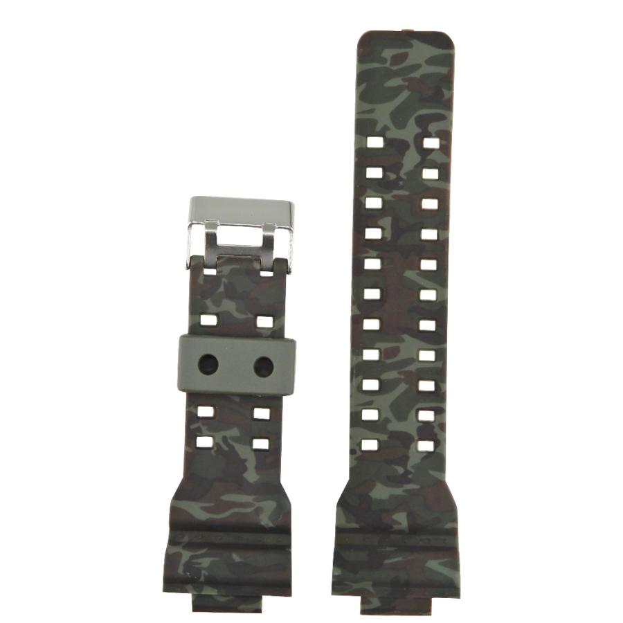 互換品 G-SHOCK 時計 ベルト バンド 16mm GA-100,GA-110,GD-120,GA-300,GA-120,GA-200,GD-100,GW-8900 ジーショック Gショック カモフラ グリーン つや消し | 