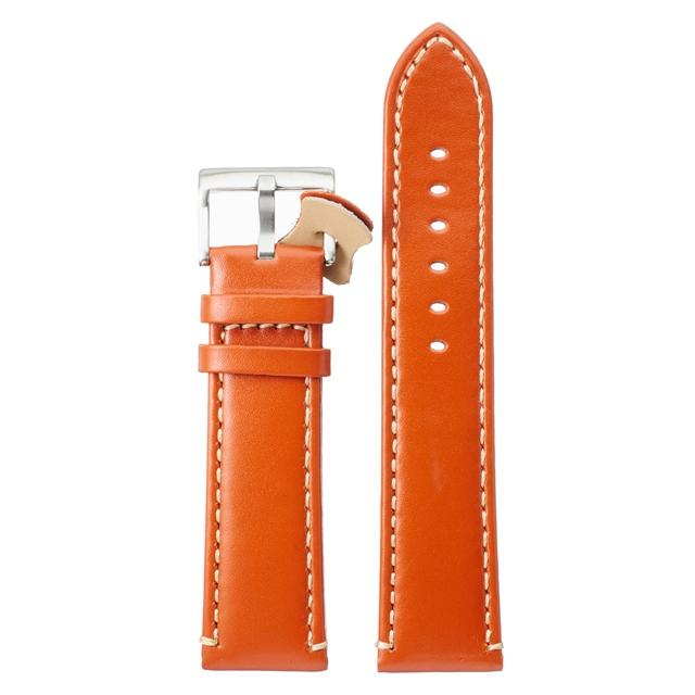 Diloy 腕時計 ベルト 22mm スムースレザー バンド 本革 Superior オレンジ | 