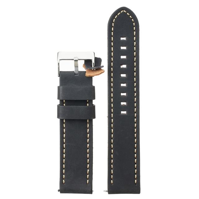 Diloy 腕時計 ベルト 24mm 本革 ロングサイズ オイルレザー バンド 384EL ヴィンテージ ブラック ホワイト |  | 01