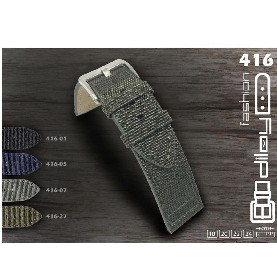 Diloy 腕時計ベルト 22mm イタリアン カーフレザー レジスタントファブリック 416フラット グレー |  | 02
