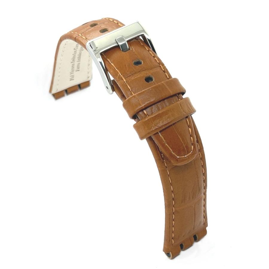 互換品 Diloy Swatch スウォッチ カーフレザー 本革 腕時計ベルト バンド 19mm(23mm)用 ライトブラウン |  | 01