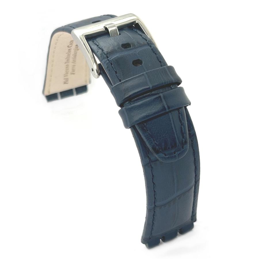 互換品 Diloy Swatch スウォッチ カーフレザー 本革 腕時計ベルト バンド 19mm(23mm)用 ネイビーブルー |  | 01
