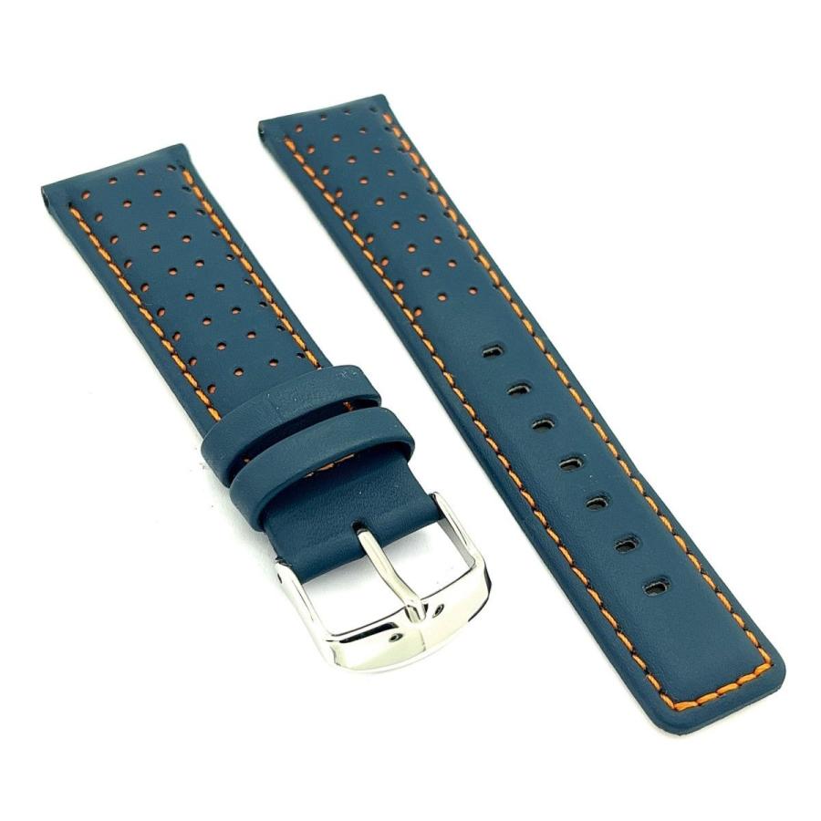 Diloy 腕時計ベルト 18mm イタリアン カーフレザー ステッチ  Ref.367 本革 バンド ネイビーブルー |  | 01