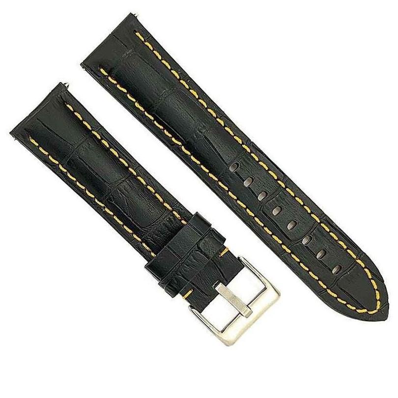 Diloy 腕時計 ベルト プレミアム イタリアン カーフレザー アリゲーターグレイン Ref.395 ブラック イエロー 20mm クロノグラフ スポーツウォッチ |  | 01