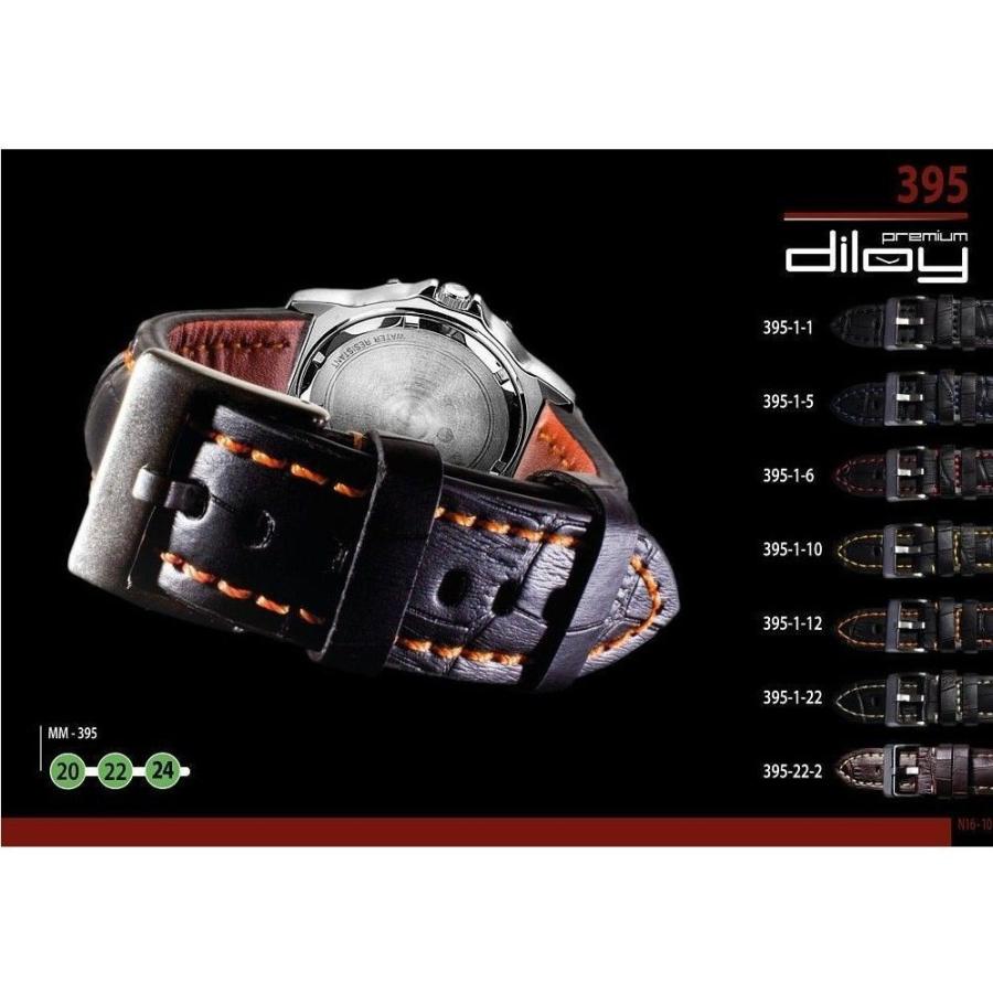 Diloy 腕時計 ベルト プレミアム イタリアン カーフレザー アリゲーターグレイン Ref.395 ブラック イエロー 20mm クロノグラフ スポーツウォッチ |  | 02