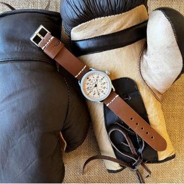 Diloy 腕時計ベルト 20mm 本革 エイジング オイルレザー バンド ref392 ヴィンテージ イタリア カーフスキン ブラック |  | 05