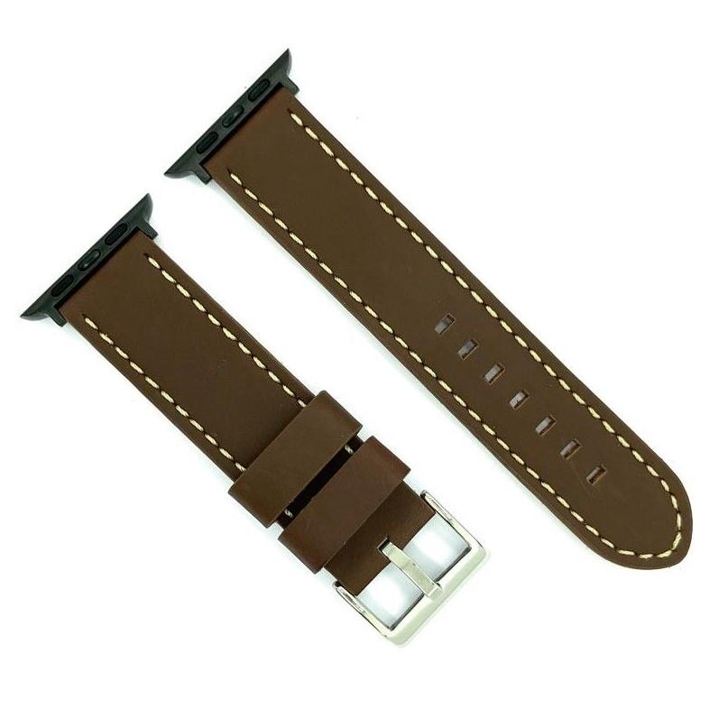 互換品 Diloy アップルウォッチ バンド イタリアン エイジド オイルレザー 42mm/44mm/45mm/49mm ベルト 本革  Apple Watch AW384 ダークブラウン(BK) | 