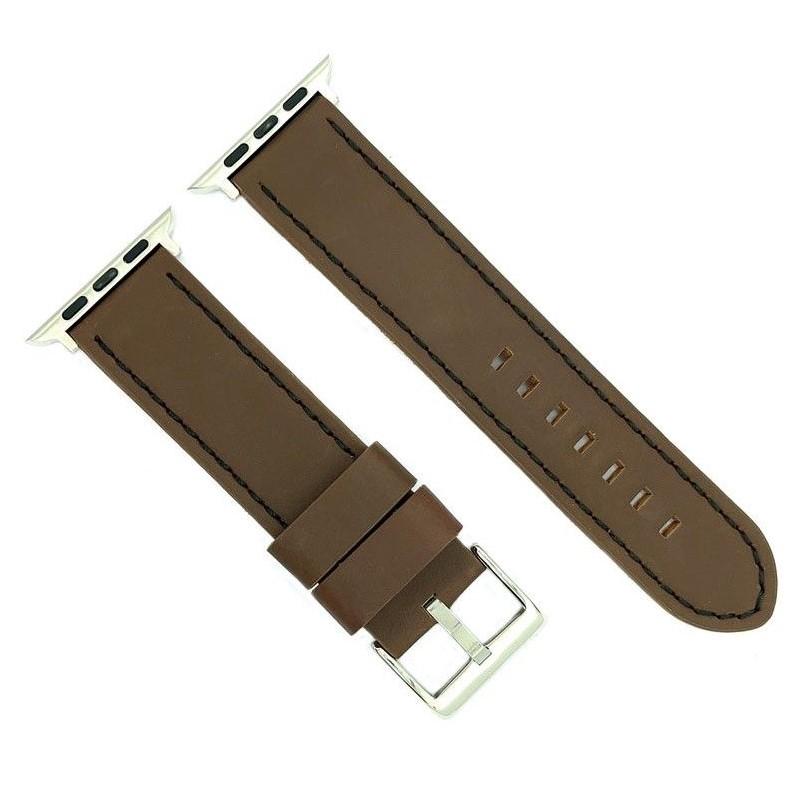 互換品 Diloy アップルウォッチ バンド イタリアン エイジド オイルレザー 38mm/40mm ベルト 本革  Apple Watch AW384 ダークブラウン(B/SV) | 