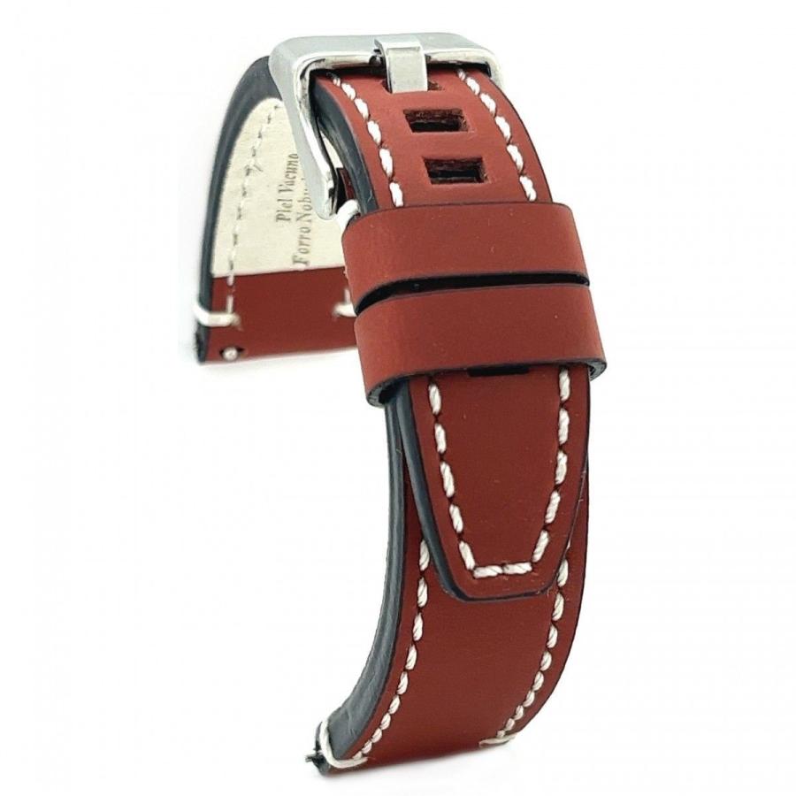 Diloy 腕時計ベルト 22mm 本革 エイジング オイルレザー バンド ref414 ヴィンテージ イタリア カーフスキン ミディアムブラウン | 