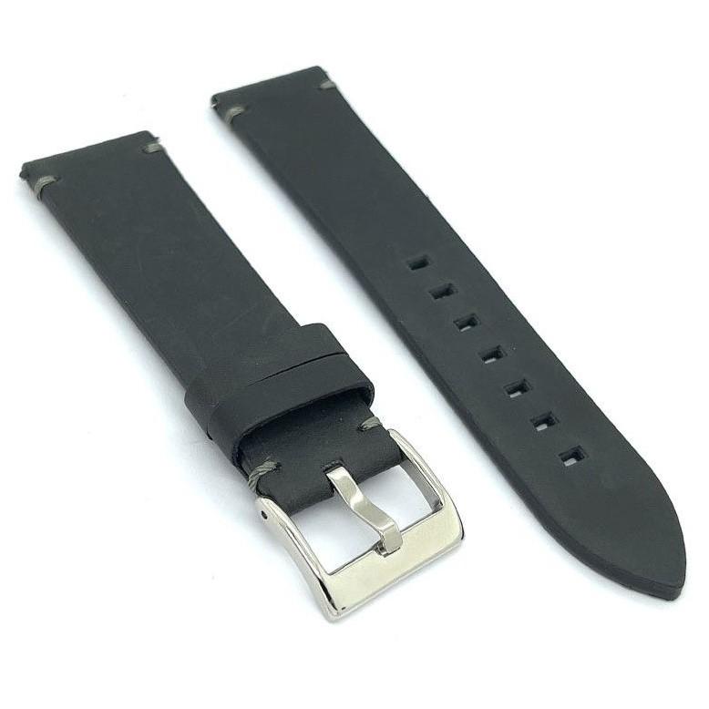 Diloy 腕時計ベルト 20mm イタリア オイルレザー バンド 本革 ハンドメイド ヴィンテージスタイル422 ブラック |  | 01