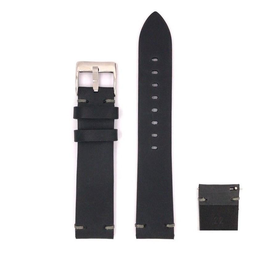 Diloy 腕時計ベルト 20mm イタリア オイルレザー バンド 本革 ハンドメイド ヴィンテージスタイル422 ブラック |  | 02