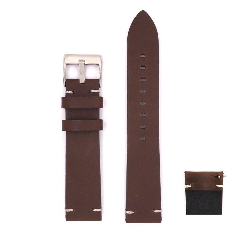 Diloy 腕時計ベルト 20mm イタリア オイルレザー バンド 本革 ハンドメイド ヴィンテージスタイル422 ダークブラウン |  | 02
