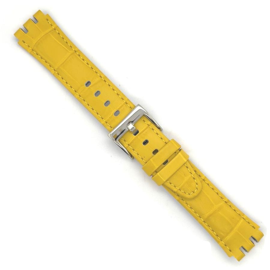 互換品 Diloy Swatch スウォッチ カーフレザー 本革 腕時計ベルト バンド 19mm(23mm)用 イエロー | Swatch | 02