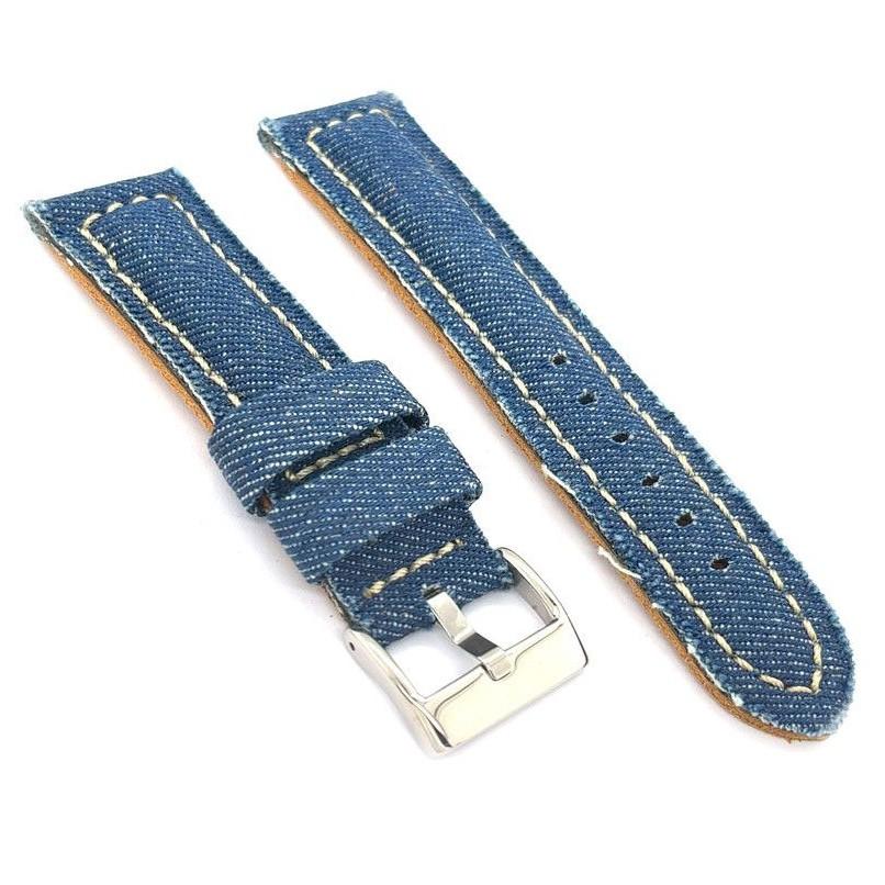 腕時計 ベルト 24mm 本革 デニム レザーバンド Diloyビンテージ389 ブルー |  | 01