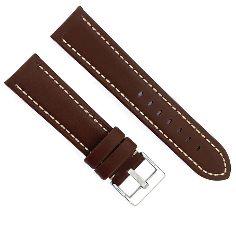 Diloy 腕時計 ベルト 22mm オイルドカーフレザー 本革 ステッチ ダークブラウン |  | 01