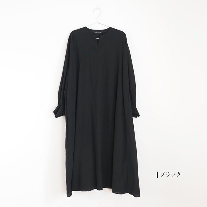 mizuiro ind ミズイロインド ロングフレアーワンピース ヘンリーネック 