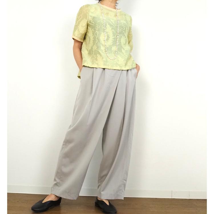 mizuiro ind ミズイロインド ラップ風パンツ アシメトリー リネン混 mizuiroind ミズイロインド mizuiro ind ワイドパンツ ラップ風