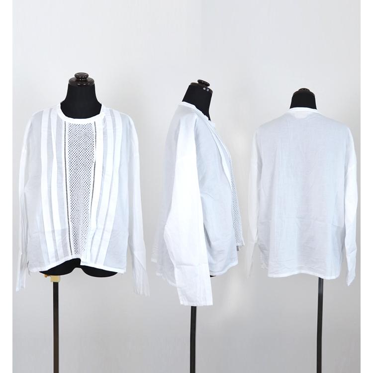 MidiUmi ミディウミ レース切替シャツ ブラウス レディース MidiUmi（ミディウミ） レース切替シャツ ブラウス レディース 1