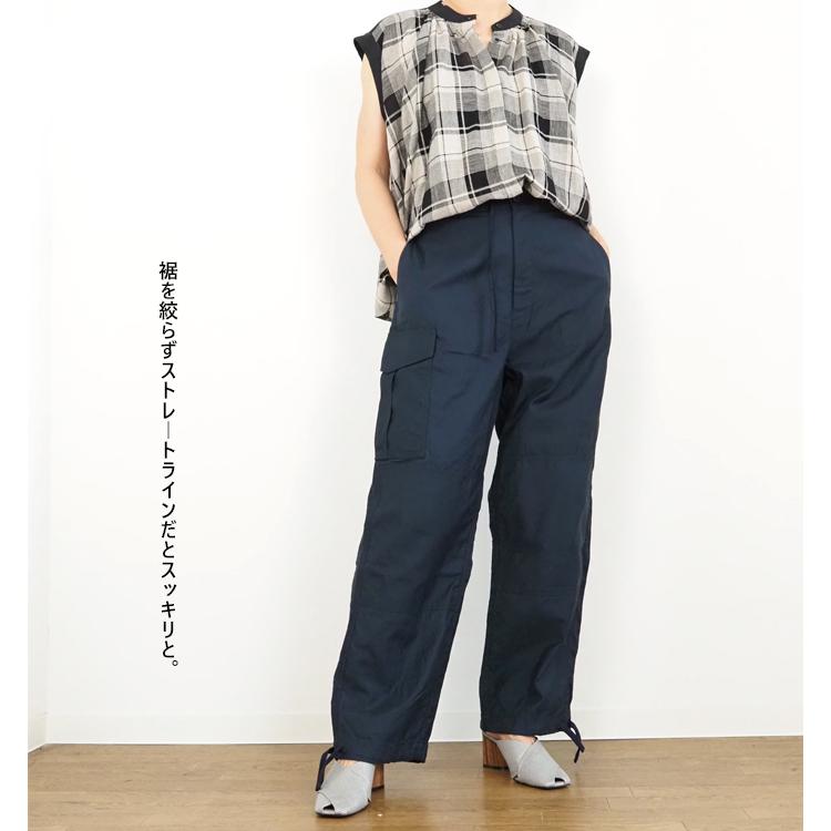 ブラックワークパンツ サイドポケット付き MidiUmi ミディウミ サイドポケット ワークパンツ レディース