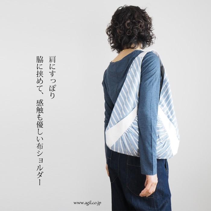 ワンショルダーバッグ ストライプ柄 ギャザー 布 レディース TOMOO designs トモオデザインズ_8