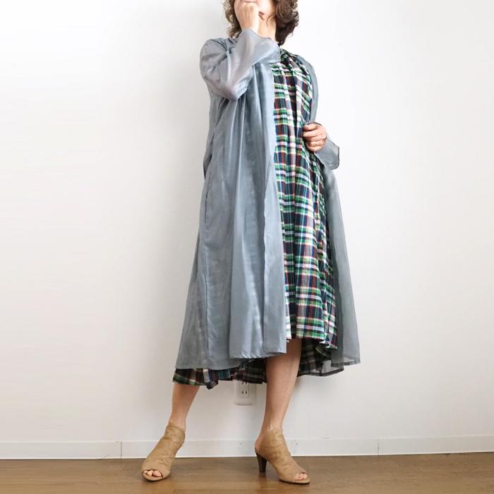 ♪新品未使用♪THURIUM♪ロングカーディガン♪ ロングカーディガン シアー素材 ブルー レディース THURIUM スリウム