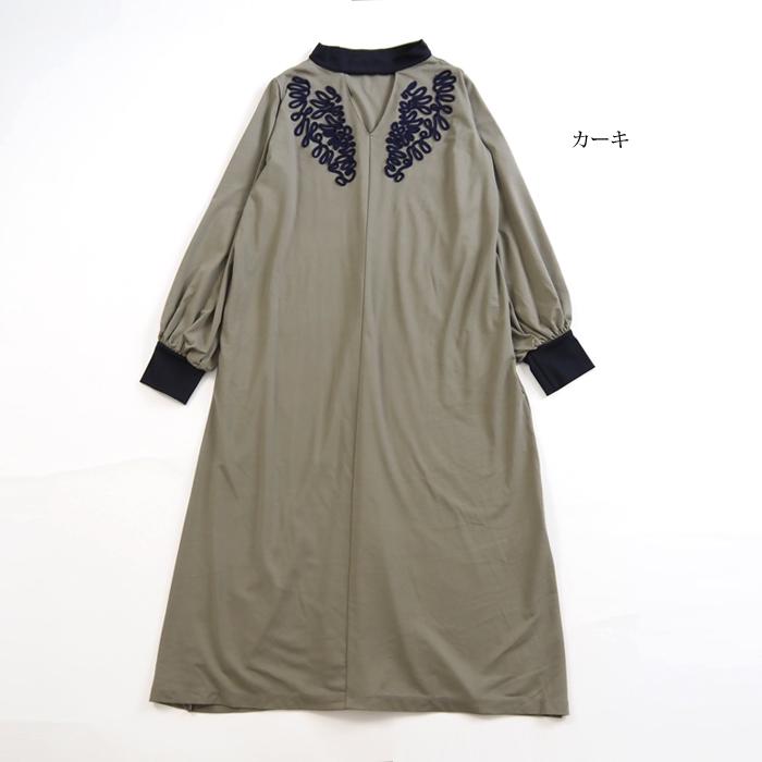 コード刺繍長袖ワンピース レディース THURIUM スリウム 20代 30代 40 