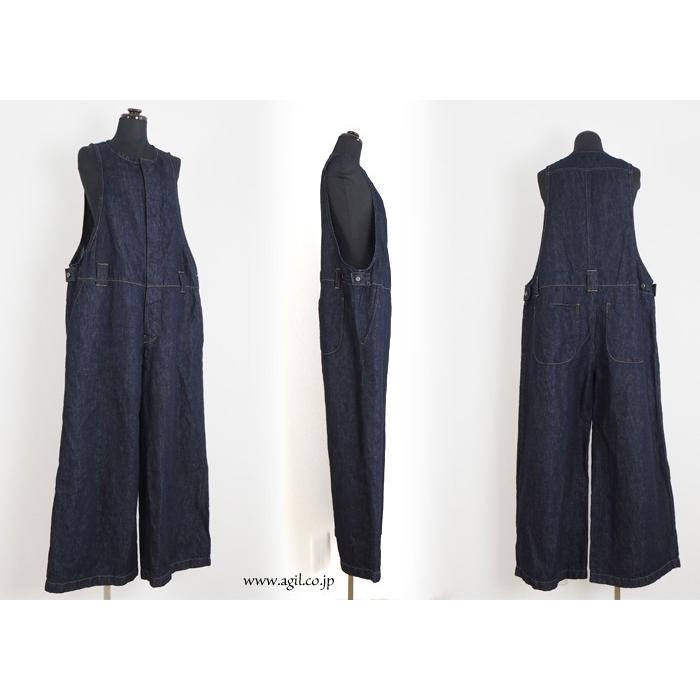 Drawer✨2023SS コットンシルクオールインワン　七分袖　インディゴ　S synanogues 53 オールインワン デニム パンツ コットンリネン
