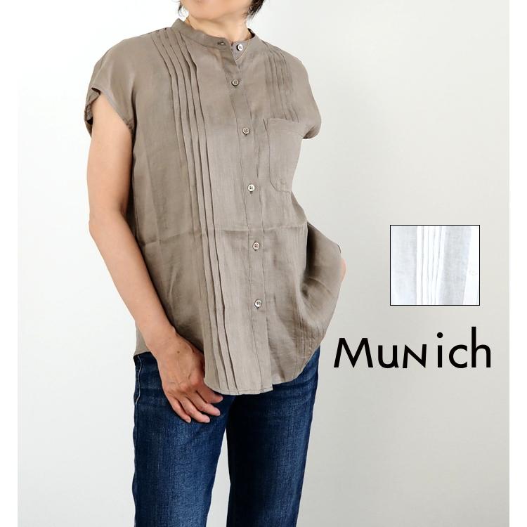Munich（ミューニック） タックリネンシャツ フレンチスリーブ バンド 