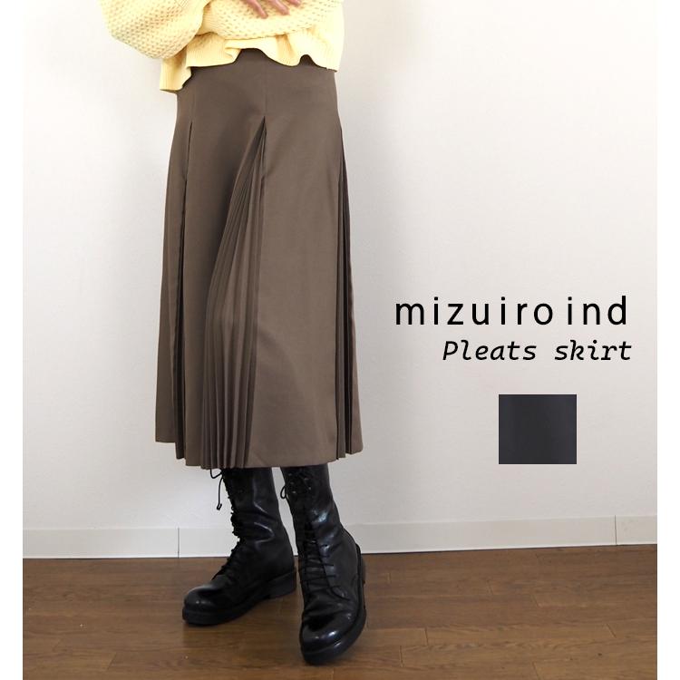 mizuiroind（ミズイロインド） プリーツスカート ミディ丈 レディース