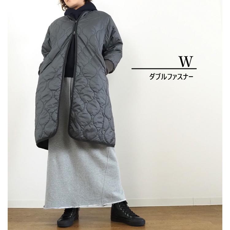 ミディウミ MidiUmi キルティングロングコート ノーカラー チャコール 