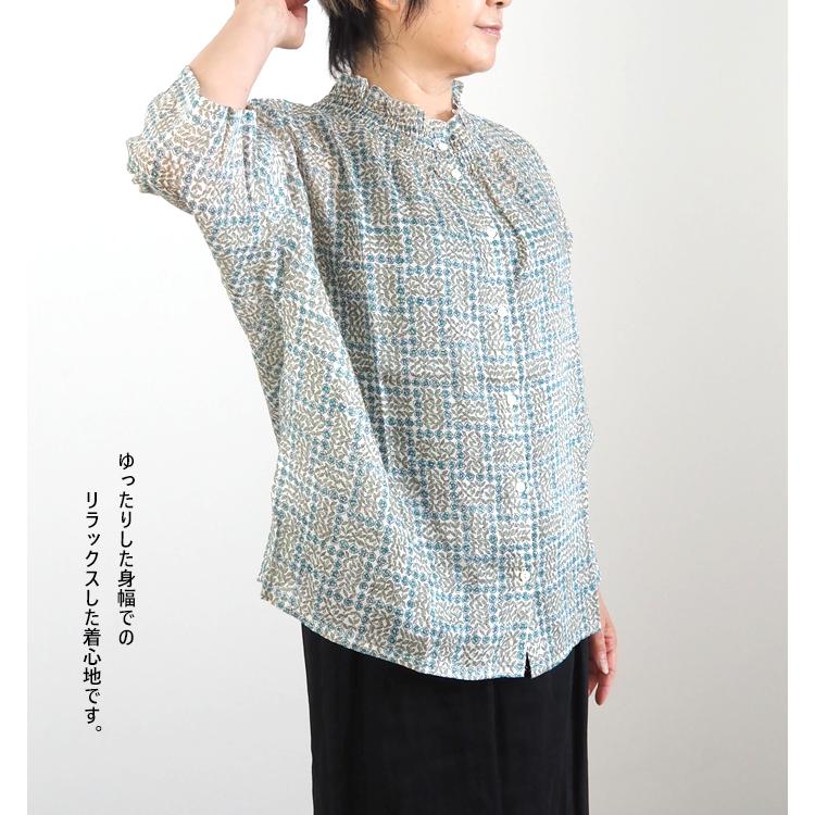 sosotto（ソソット） LIBERTYシルフローン 2wayギャザーブラウス 6分袖 