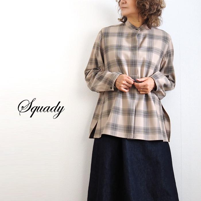 squady（スカディ） バンドカラー長袖チェックシャツ レディース 20代