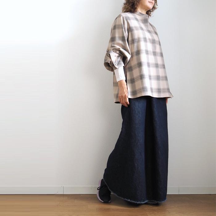 Squady スカディ バンドカラー長袖チェックシャツ レディース 20代 30代 40代 50代 6074261_1.jpg