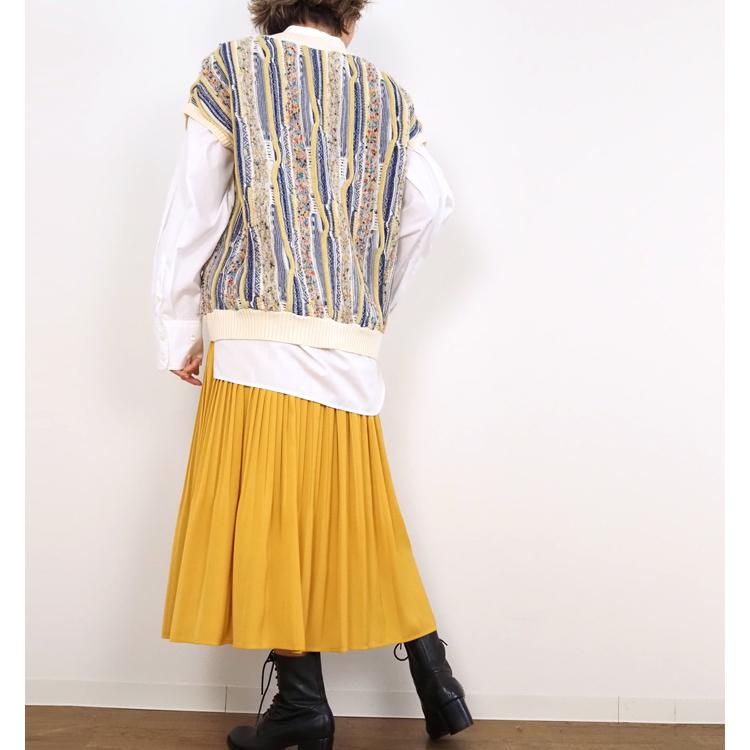 NARU（ナル） NARU factory 立体編み ニットベスト レディース Vネック