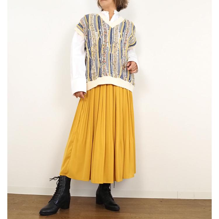 NARU（ナル） NARU factory 立体編み ニットベスト レディース Vネック