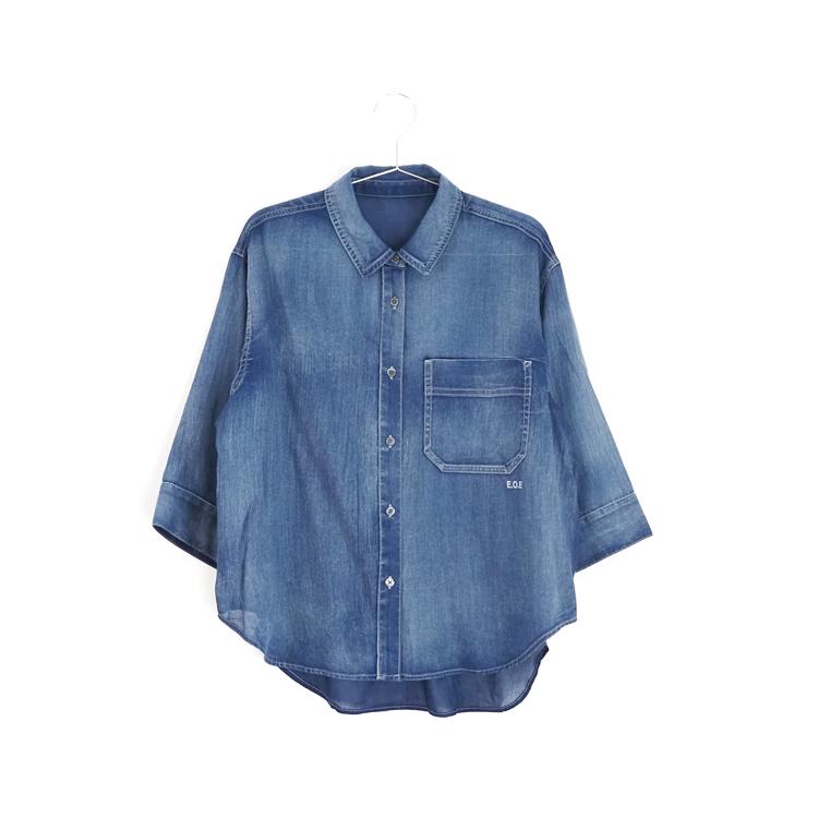 Boutique Ordinary デニムシャツ 薄手 透け感 スリーブベント