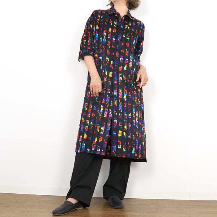 FERAL FLAIR フィラルフレア シャツワンピース 7分袖 プリント  