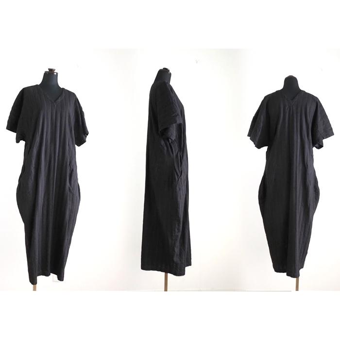HISUI HISUIHIROKOITO ヒスイヒロコイトウ Vネック サックワンピース