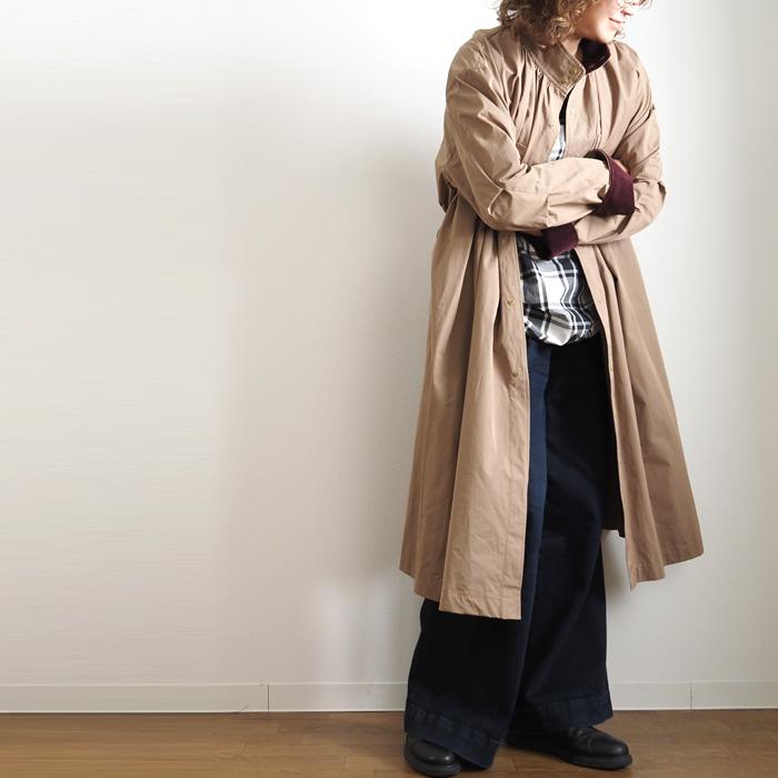 MANON（マノン） SALE ロングコート ギャザー スタンドカラー