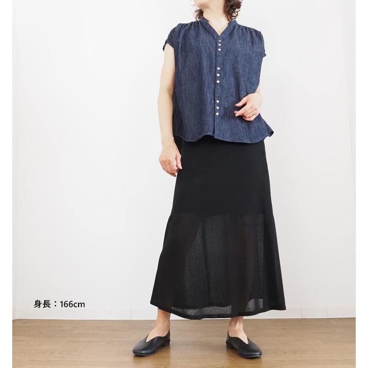 MANON デニムシャツ マノン Vネックシャーリング レディース