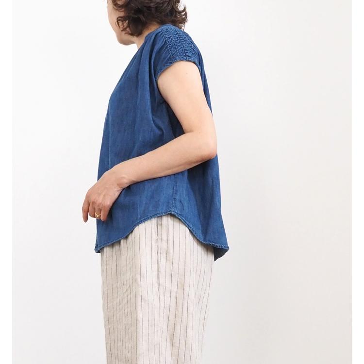 デニムシャツ MANON マノン Vネックシャーリング レディース MANON マノン デニムシャツ Vネックシャーリング レディース