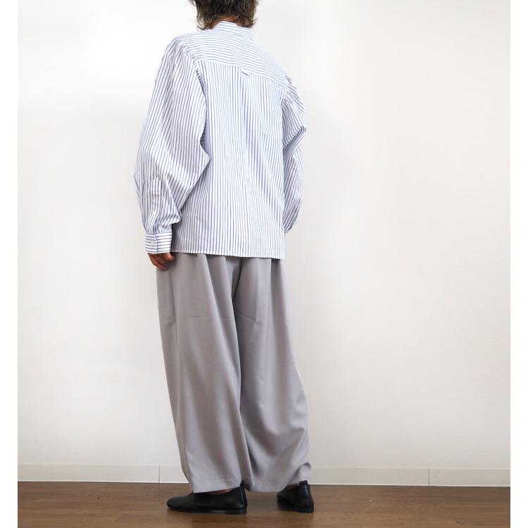 MANON（マノン） ギャザースリーブ バンドカラーシャツ レディース mnn