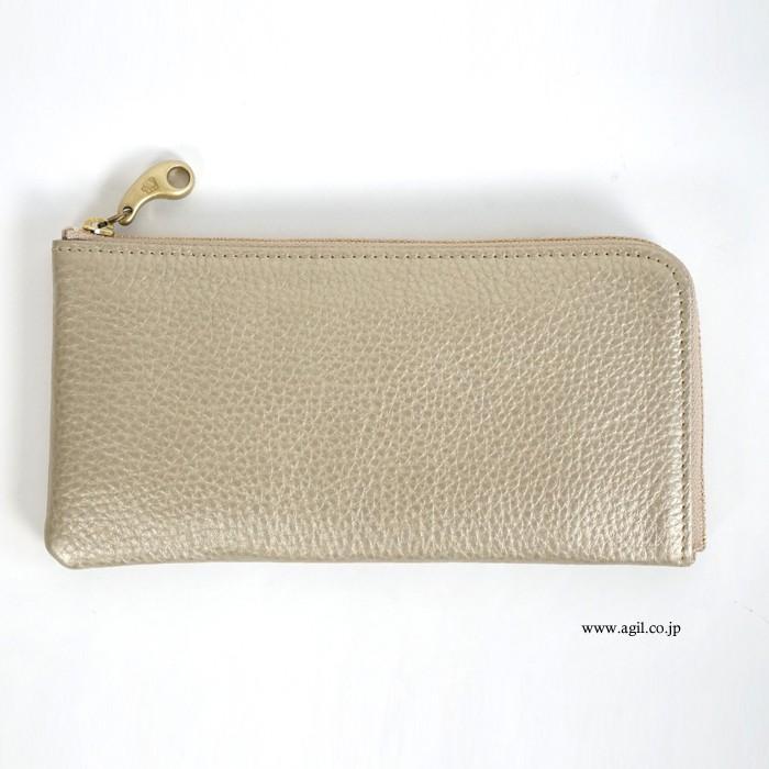 シャンパンゴールド 財布 L字ファスナー長財布 日本製 本革 牛革シボ シュリンクレザー レディース メンズ 薄型スリム 女性 男性 Mononogu もののぐ Pcp1cg セレクトショップagil 通販 Yahoo ショッピング