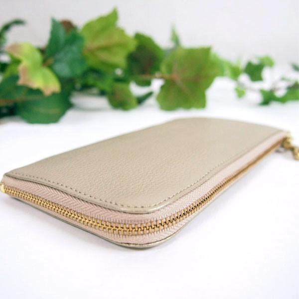 シャンパンゴールド 財布 L字ファスナー長財布 日本製 本革 牛革シボ シュリンクレザー レディース メンズ 薄型スリム 女性 男性 Mononogu もののぐ Pcp1cg セレクトショップagil 通販 Yahoo ショッピング