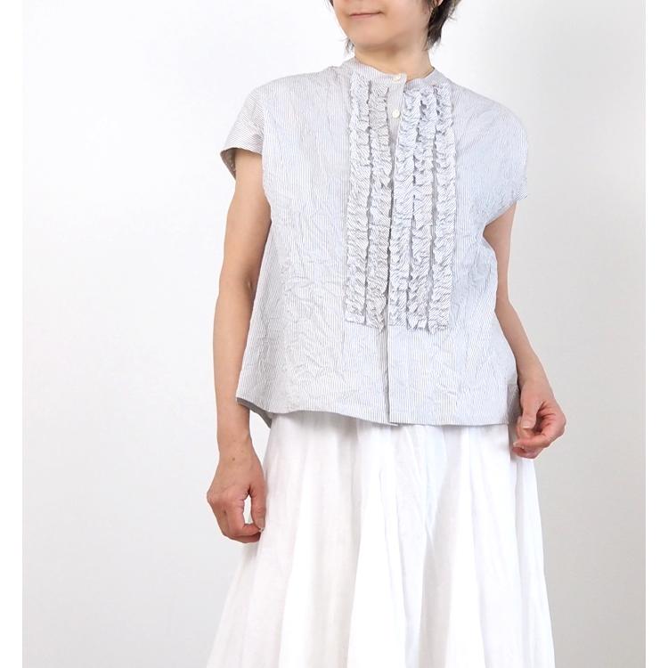 ニコルソンアンドニコルソン nicholson and nicholson シワ加工 フレンチスリーブフリルシャツ RAY-CC | nicolson&nicolson | 08