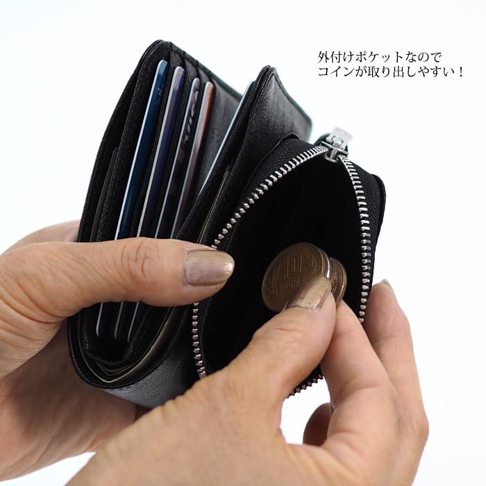 REN（レン） 本革 2つ折り財布 外ポケット ウォレット レディース