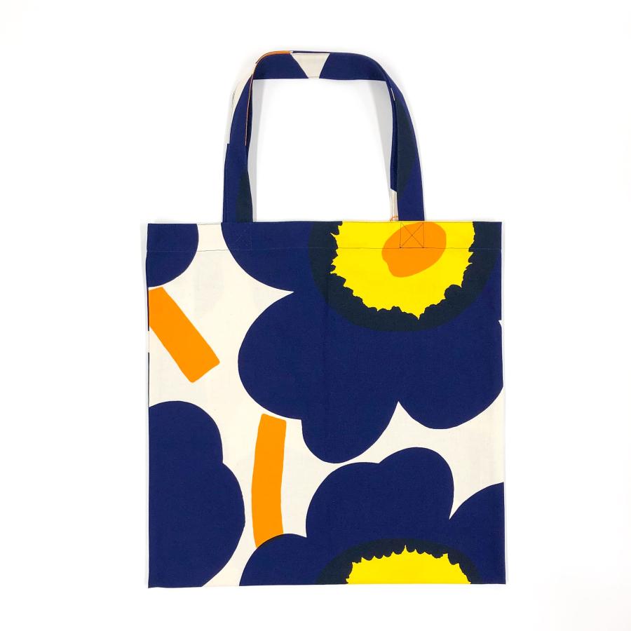【Unikko 60周年限定】 マリメッコ トートバッグ Unikko (ウニッコ) 43×43cm ダークブルー×イエロー 北欧 おしゃれ レディース メンズ 日本正規品 爆買 | marimekko | 01
