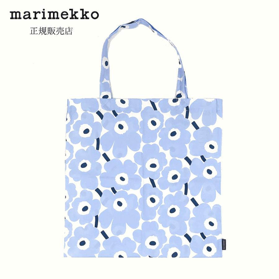 【アジア限定】 マリメッコ トートバッグ Mini Unikko (ミニウニッコ) 43×44cm ライトブルー×ホワイト 北欧 おしゃれ レディース 日本正規品 爆買 | marimekko